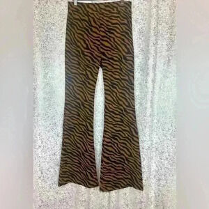 Zebra Tan/Black Polyester Flare Pants
